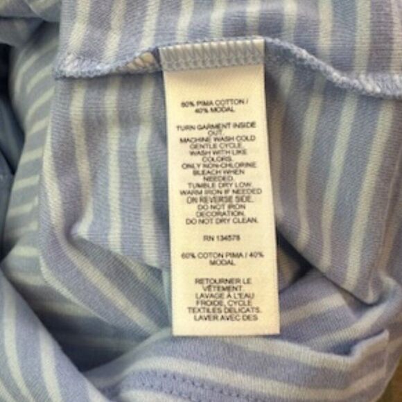 Vineyard Vines Women's V-Neck Short Sleeve Blue and White Striped Top Medium - Picture 4 of 6